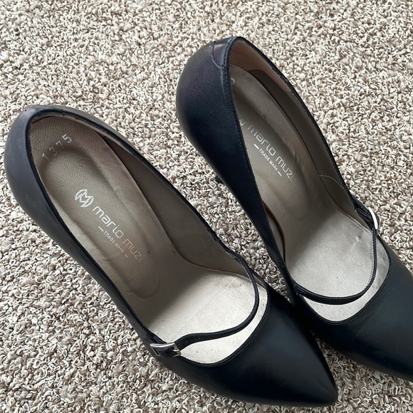 Mario Muzi Lightweight Black Heels with Buckle - Picture 5 of 7